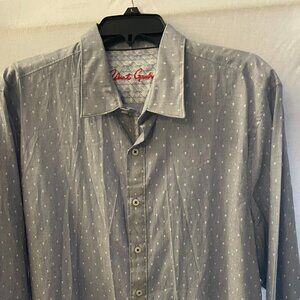 Men’s Robert Graham XL Classic Fit Button-Up Shirt – Gray Graphic, 100% Cotton